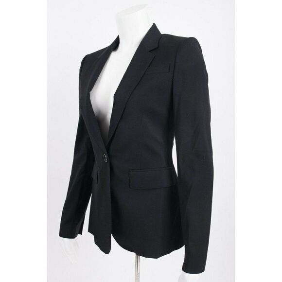 Burberry London Womens Blazer Suit Jacket US 2 UK 4 EU 36 Black 100% Wool NWT - Picture 2 of 6